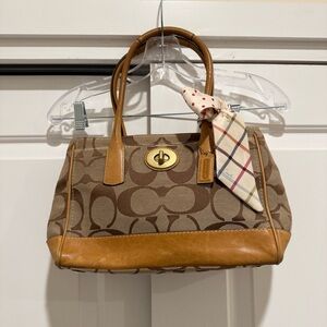 COACH Madeline Handbag Size Medium Beige Monogram Satchel